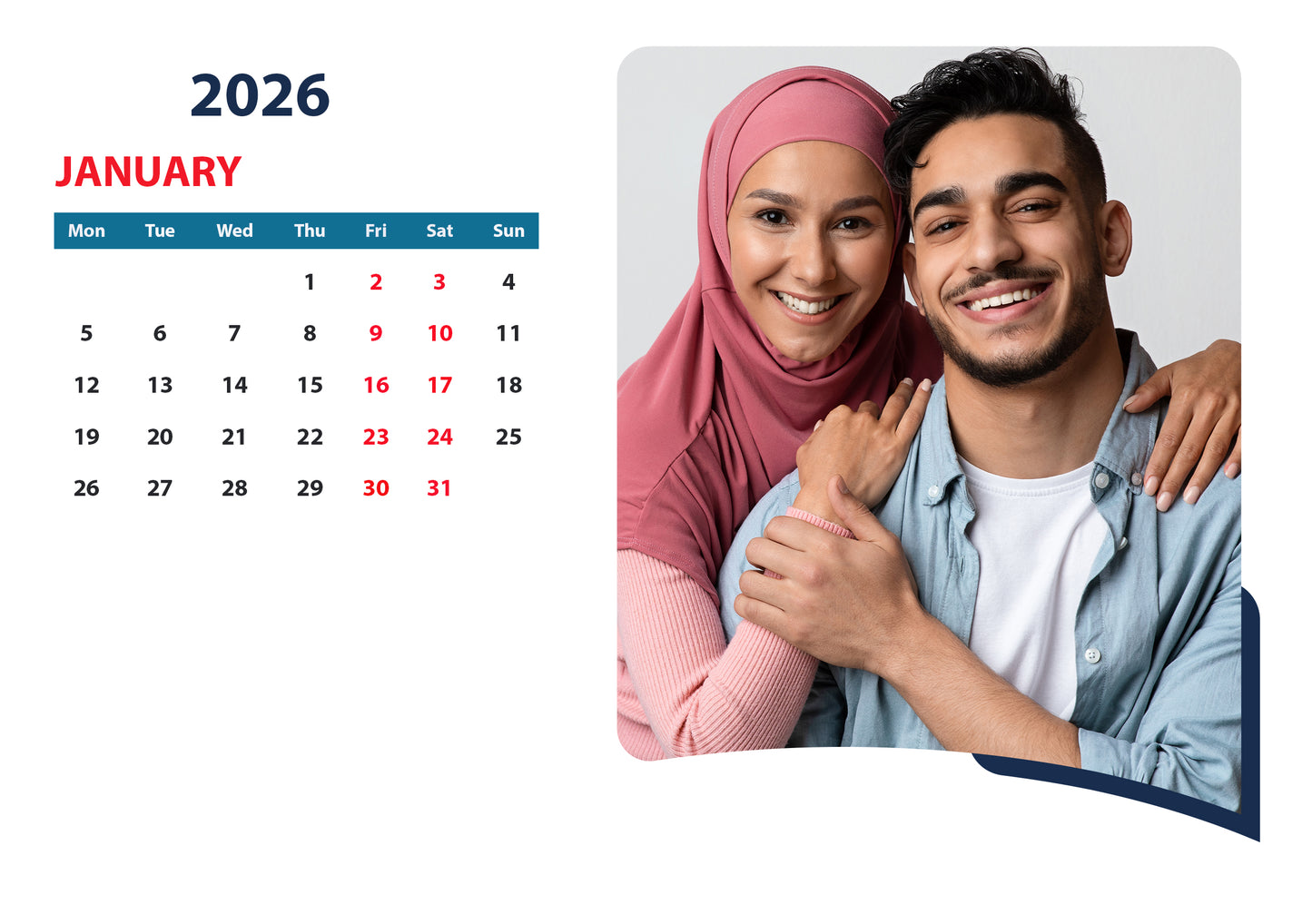 Create Your Own Unique Photo Calendar! "couple and family photos desk calendar"
