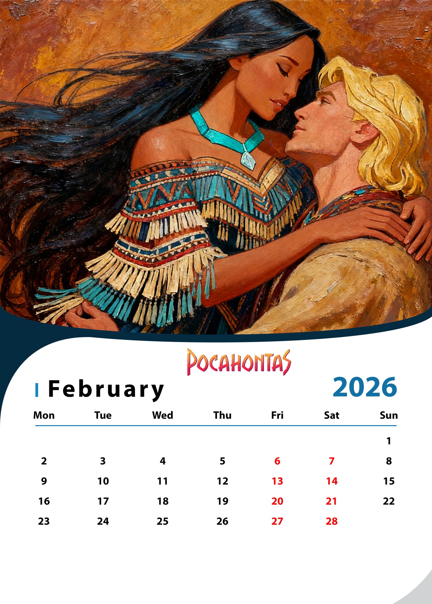 Custom Disney Princess Calendars "Pocahontas"