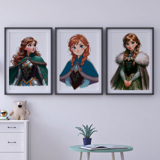 Disney Princess Anna " Frozen"  Three pieces Framed Prints