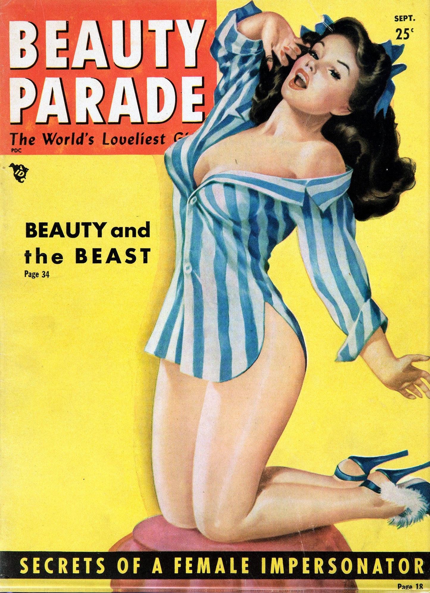 Beauty Parade, September 1949, cover by Peter Driben- Print Art