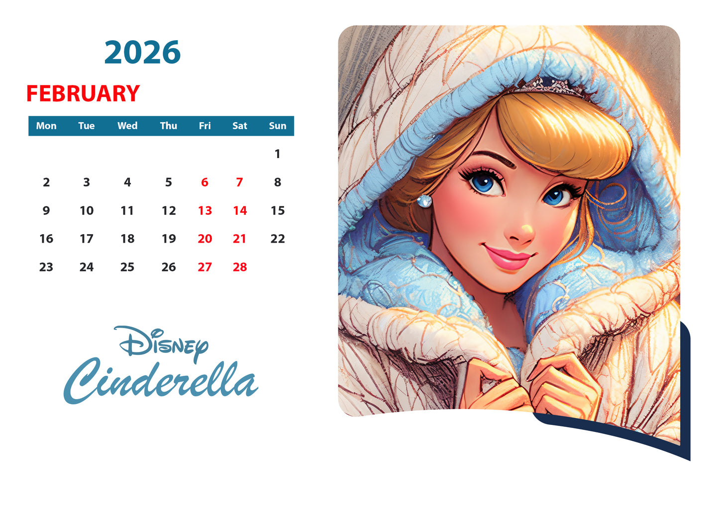 Custom Disney Princess Calendars "Cinderella"