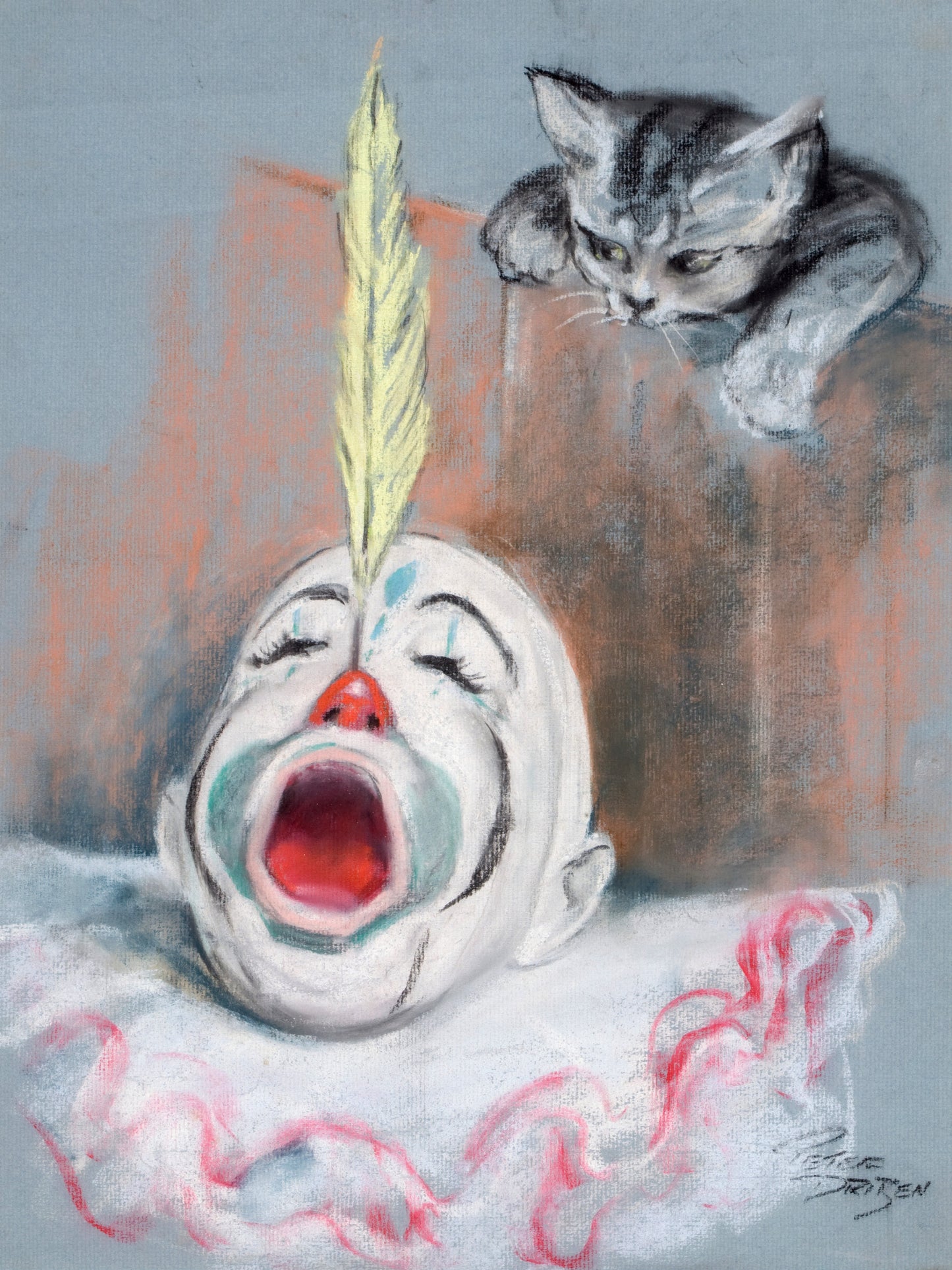 Clown with Cat by Peter Driben- Print Art