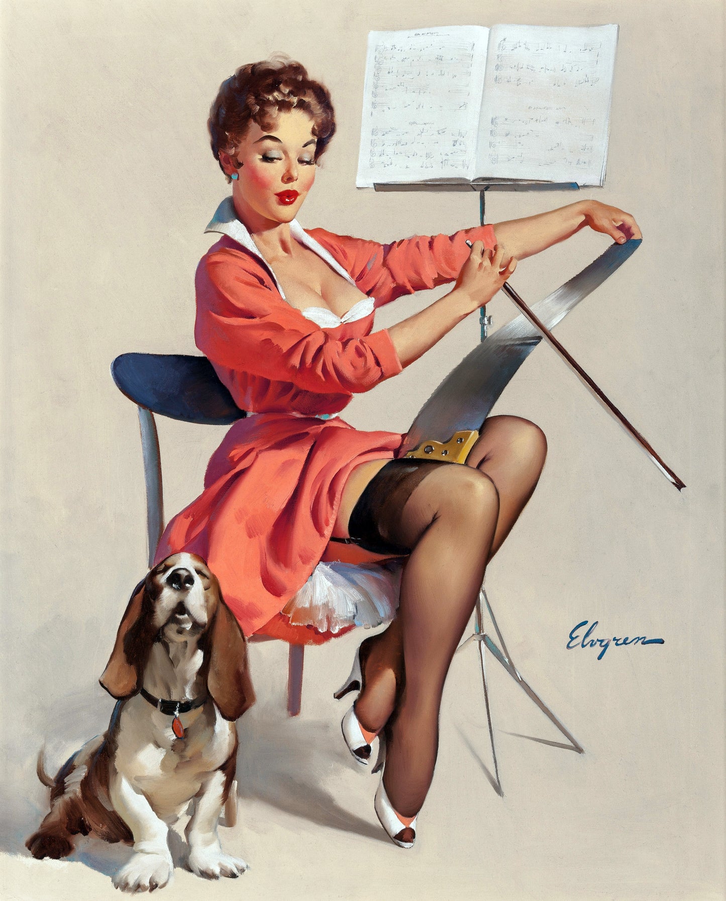 Doggone Good (Puppy Love) by Gil Elvgren, 1959-Print Art