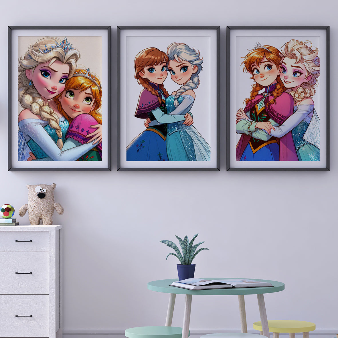 Disney Queen Elsa and princess Anna -" Frozen" Three pieces Framed Prints
