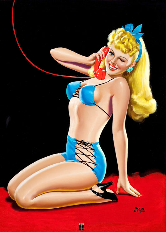 Pin-Up in Blue Bikini, Eyeful cover, January 1945 by Peter Driben- Print Art