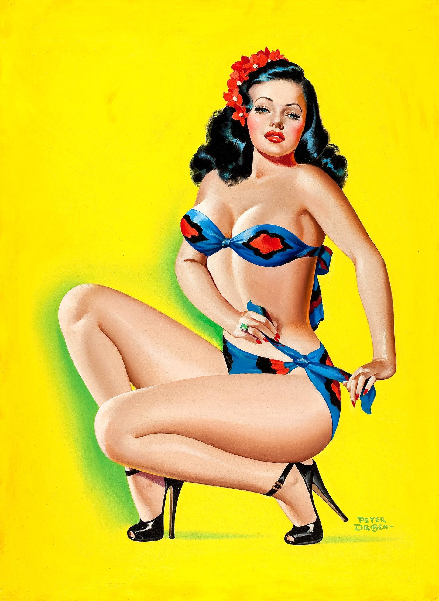 Pin-Up in a Bikini, Beauty Parade cover, October 1947 by Peter Driben-Print Art