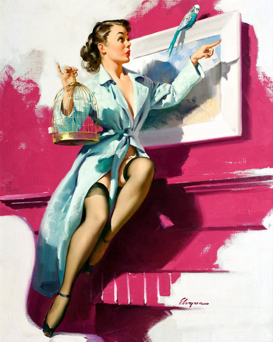 Pretty Cagey by Gil Elvgren, 1953-Print Art