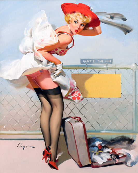 Up in the Air  by Gil Elvgren, 1965 -Print Art