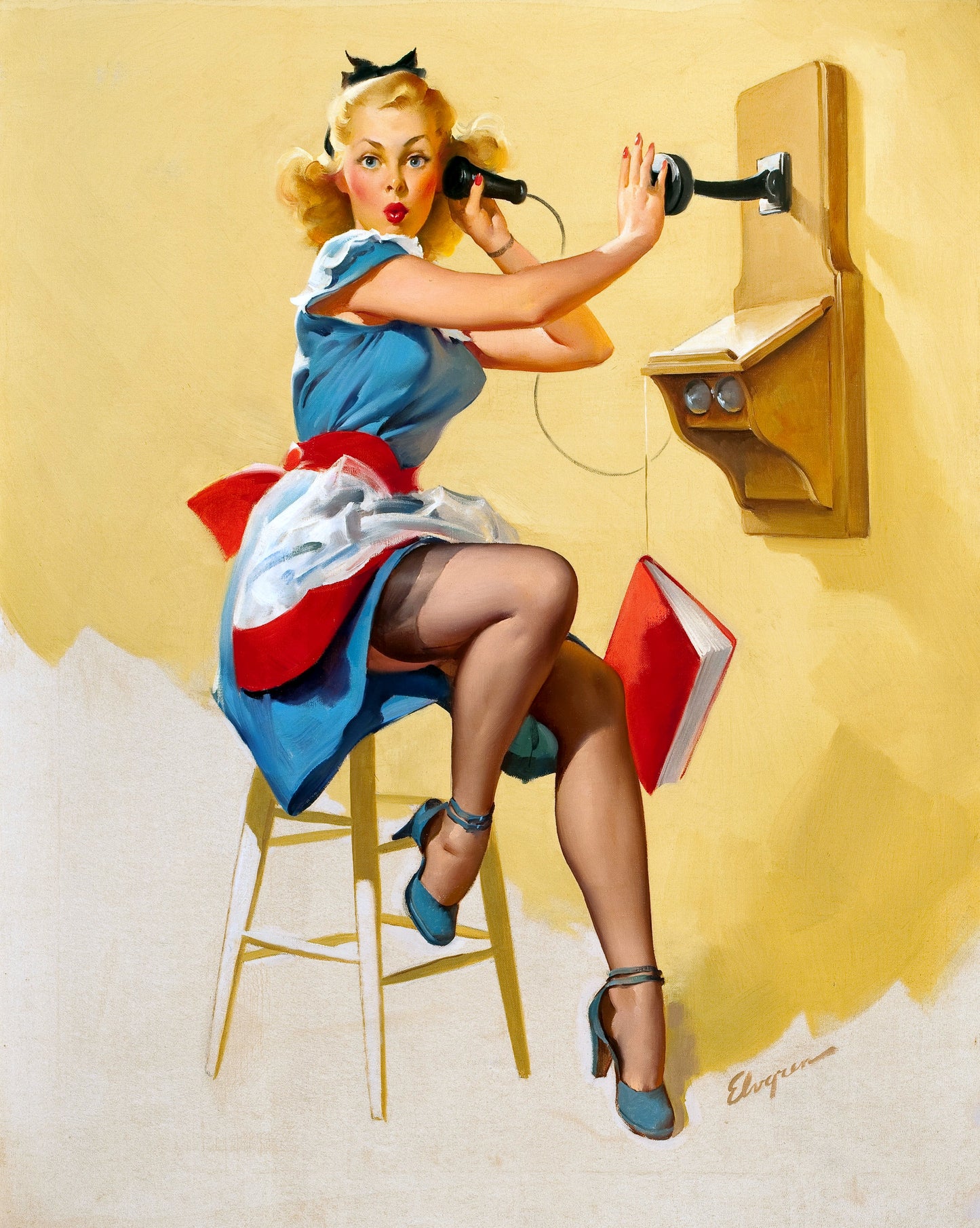 What a Line! by Gil Elvgren, 1949 -Print Art
