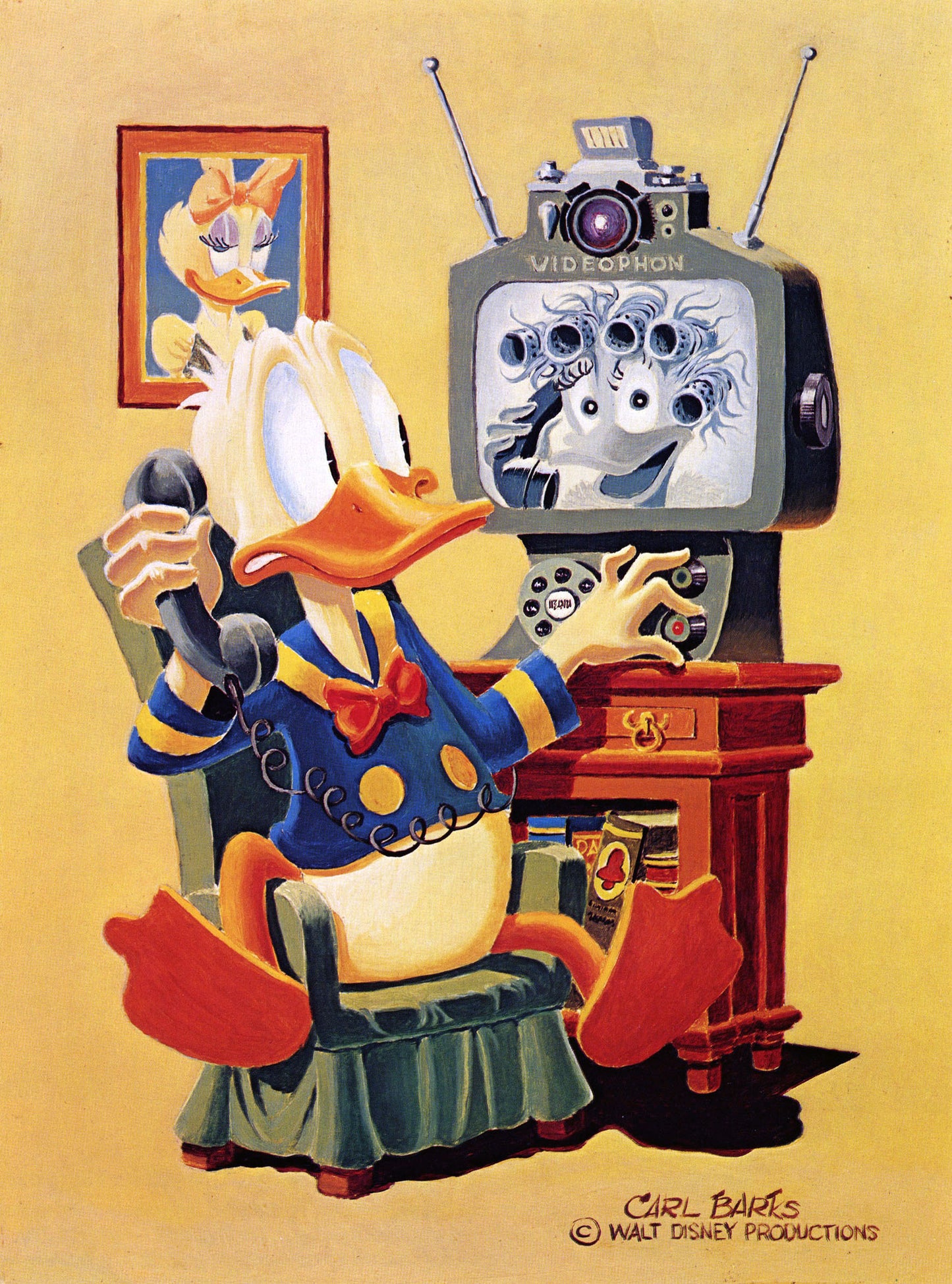 Donald Duck Poster "A vintage television set" by Carl Barks print Art