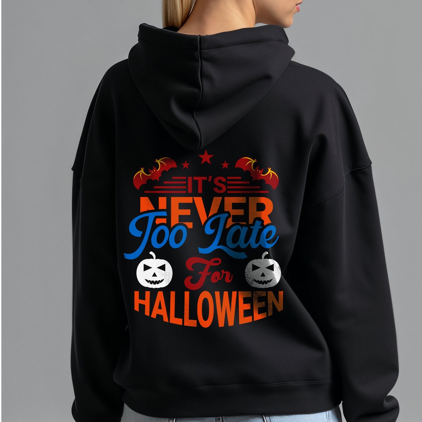 Custom Hoodies "Happy Halloween Collections Black hoodie with Halloween-themed