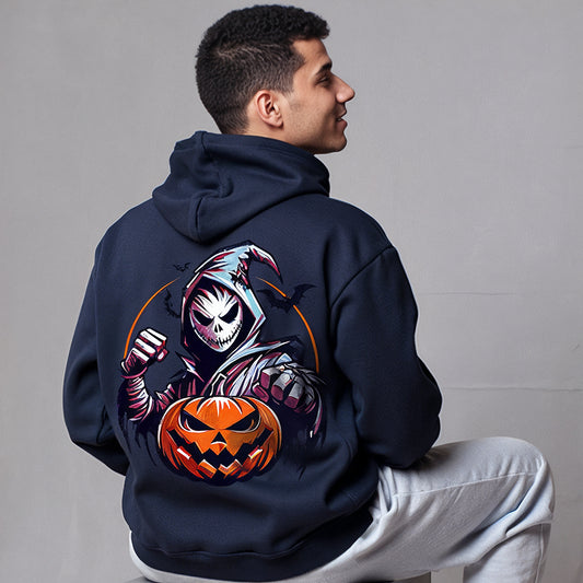 Custom Hoodies "Happy Halloween Collections navy hoodie with a Halloween-themed