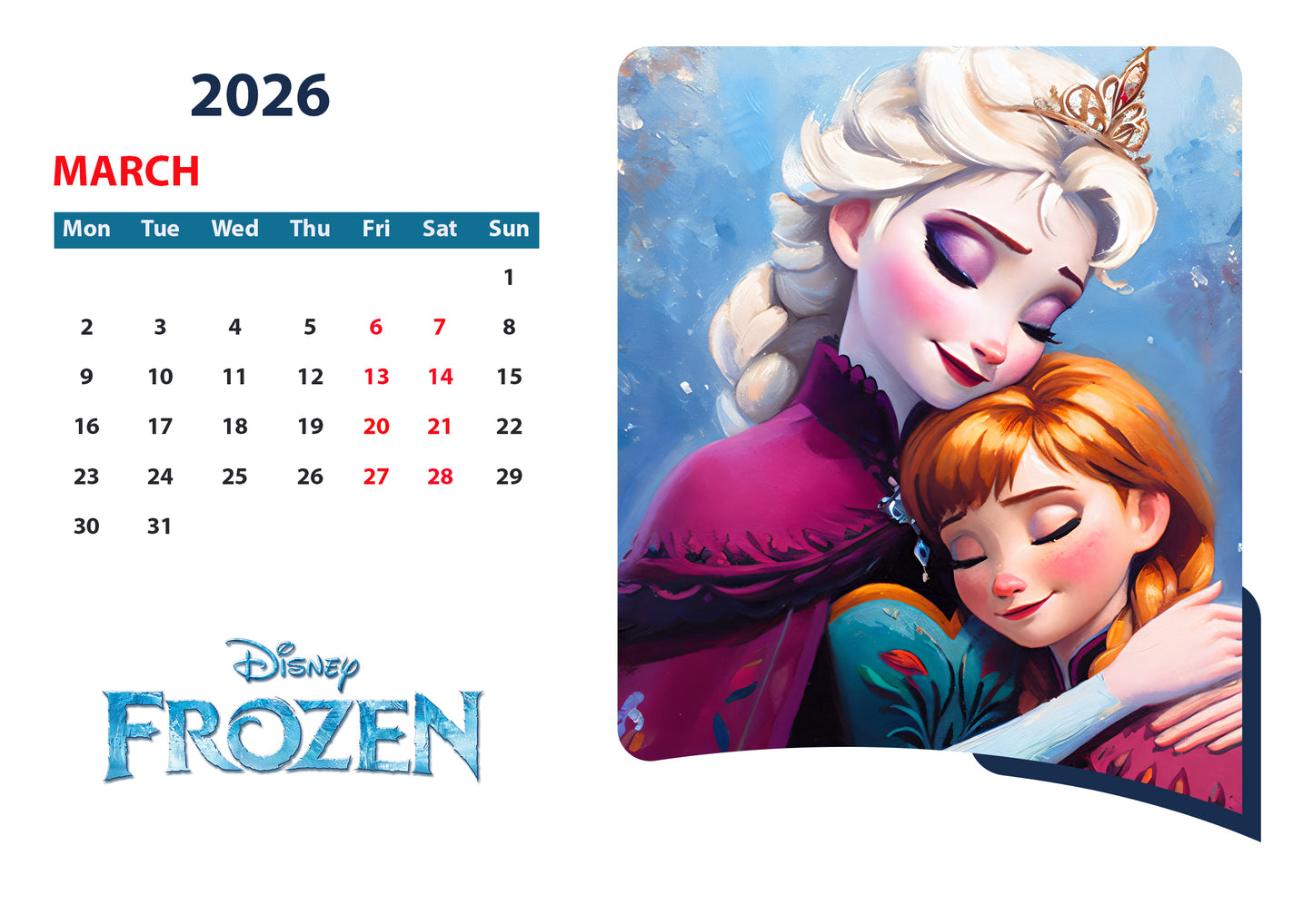 Custom Disney Princess Calendars
