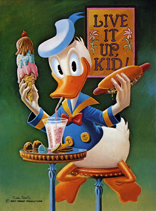 Donald Duck Poster "Live It Up, Kid!"  by Carl Barks print Art
