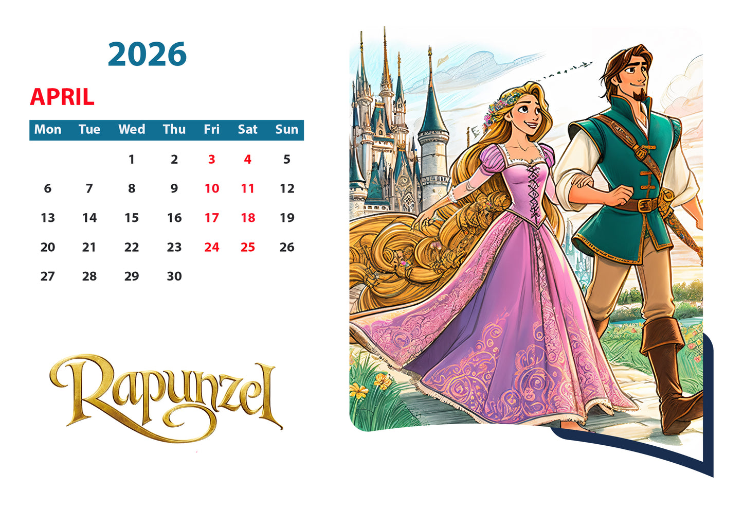 Custom Disney Princess Calendars "Rapunzel"