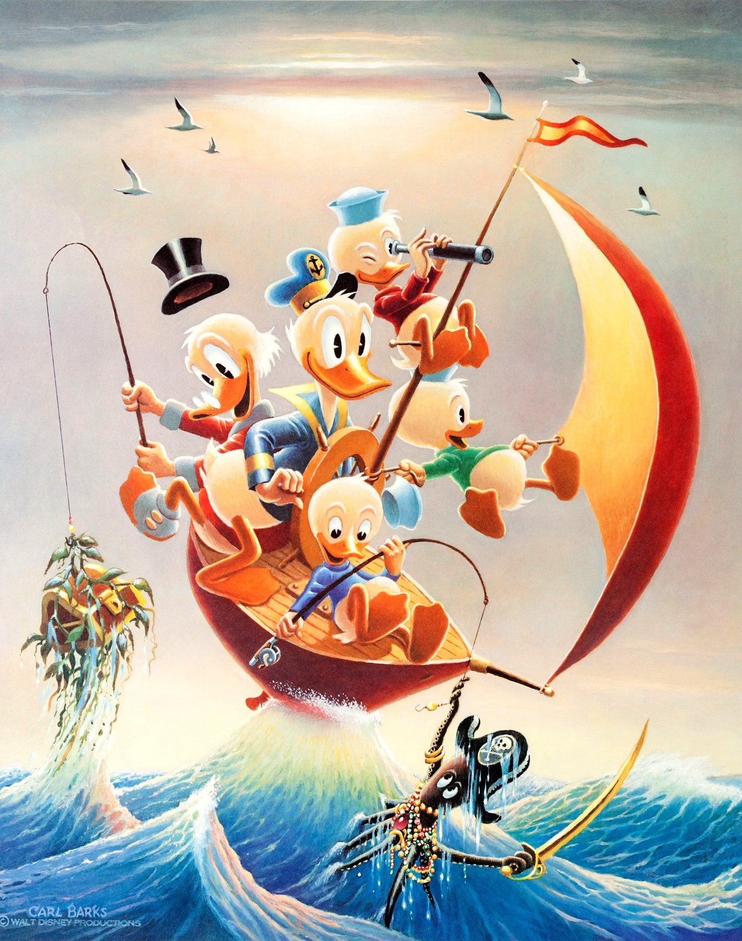 Donald Duck Poster "on a sailboat"  by Carl Barks print Art