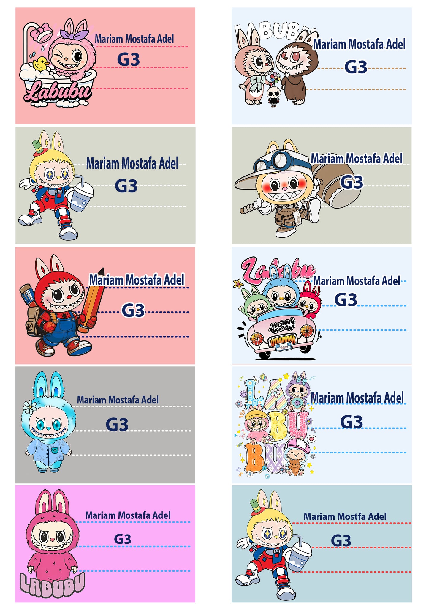 Custom Notebook Labels by Labubu