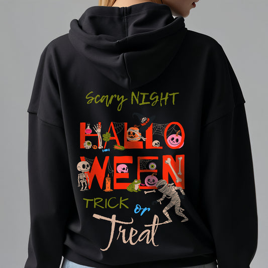 Custom Hoodies "Happy Halloween Collections  Black hoodie with Halloween-themed