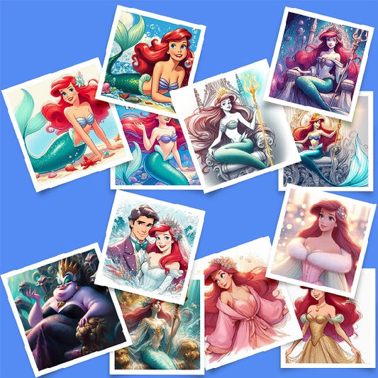 Die-Cut Disney Princess Ariel Square Stickers