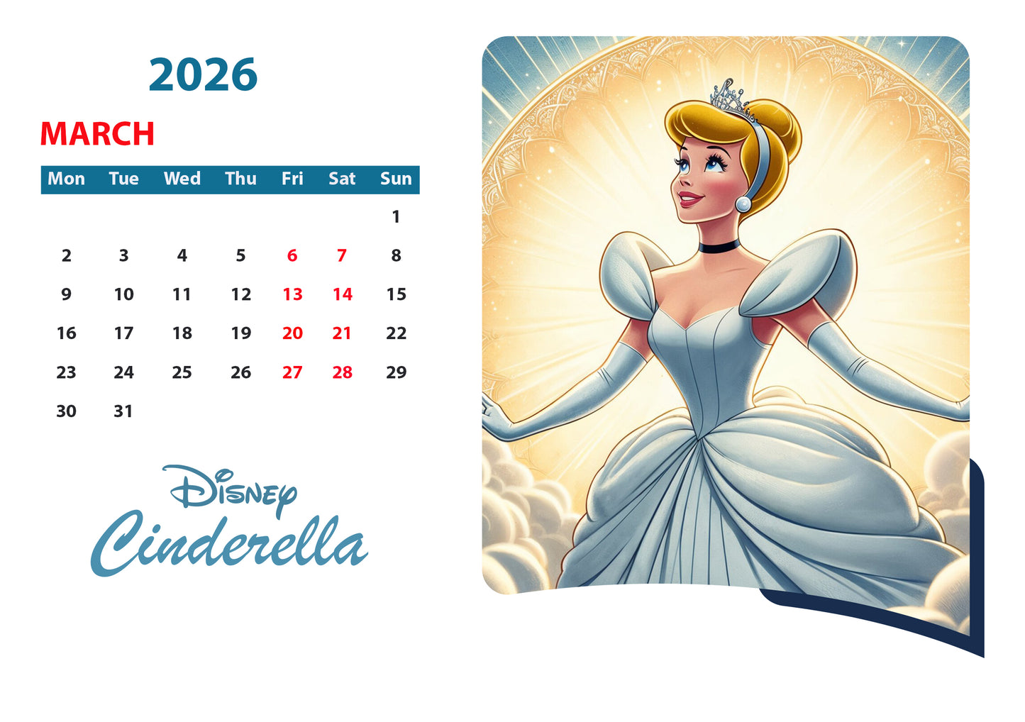 Custom Disney Princess Calendars  "Cinderella"