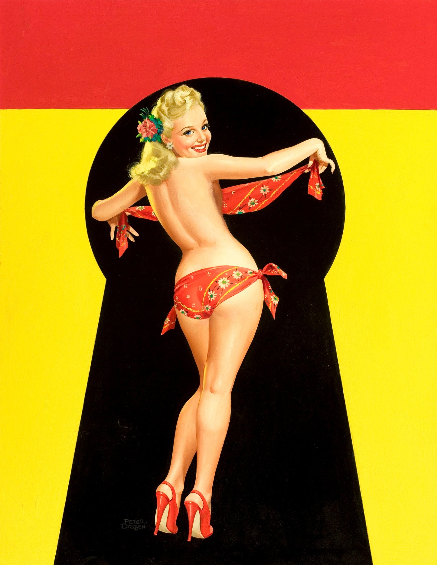 Keyhole Pin-Up with Bandana, Whisper cover, January 1951 by Peter Driben- Print Art