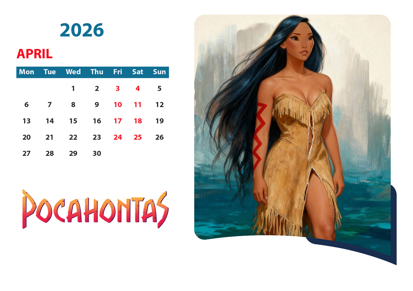 Custom Disney Princess Calendars "Pocahontas"