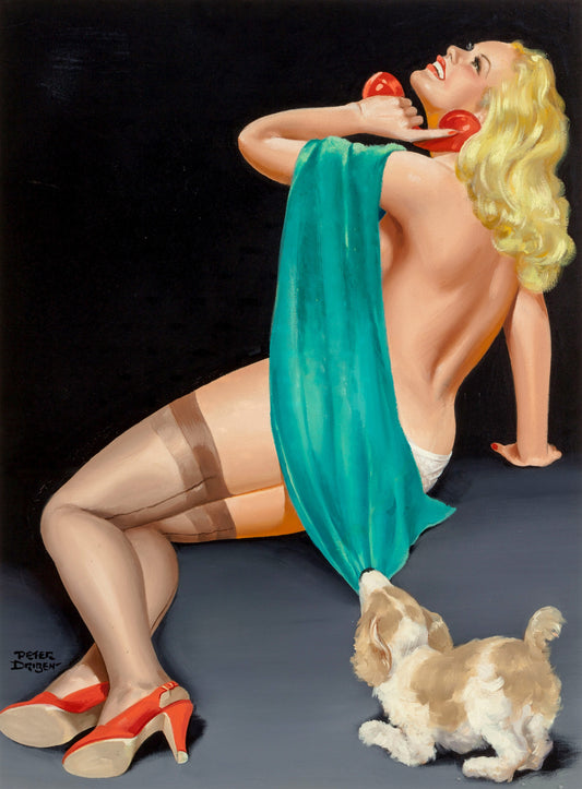 Pin-Up with Puppy by Peter Driben -Print Art