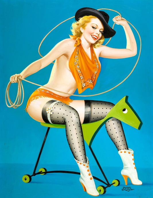 Roping the Horse, Flirt magazine cover, October 1952 by Peter Driben-Print Art
