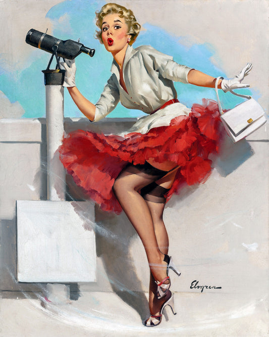 What a View! by Gil Elvgren, 1957 -Print Art