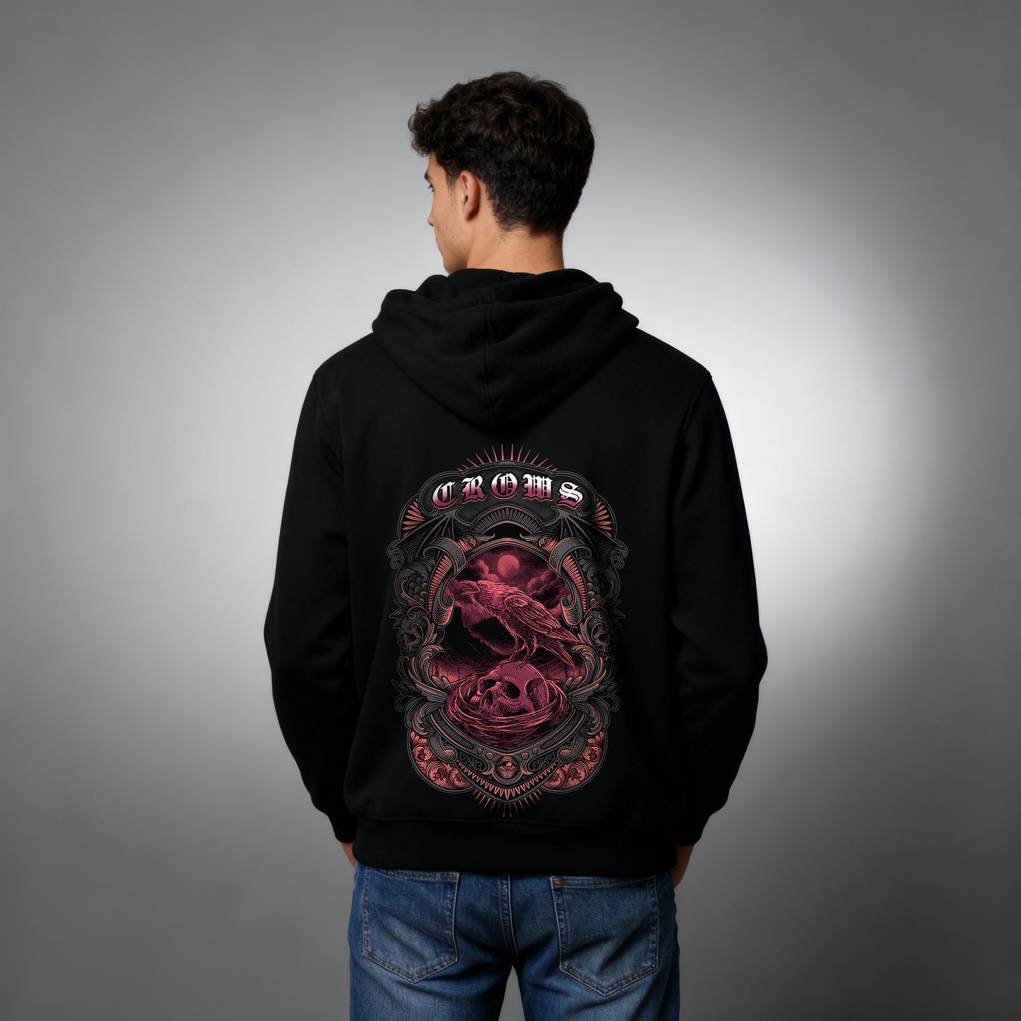 Custom Anime Characters Hoodies -Black hoodie with a crows
