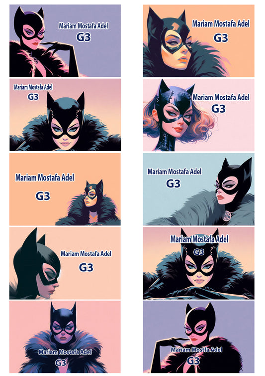 Superhero Notebook Labels "Cat-woman"