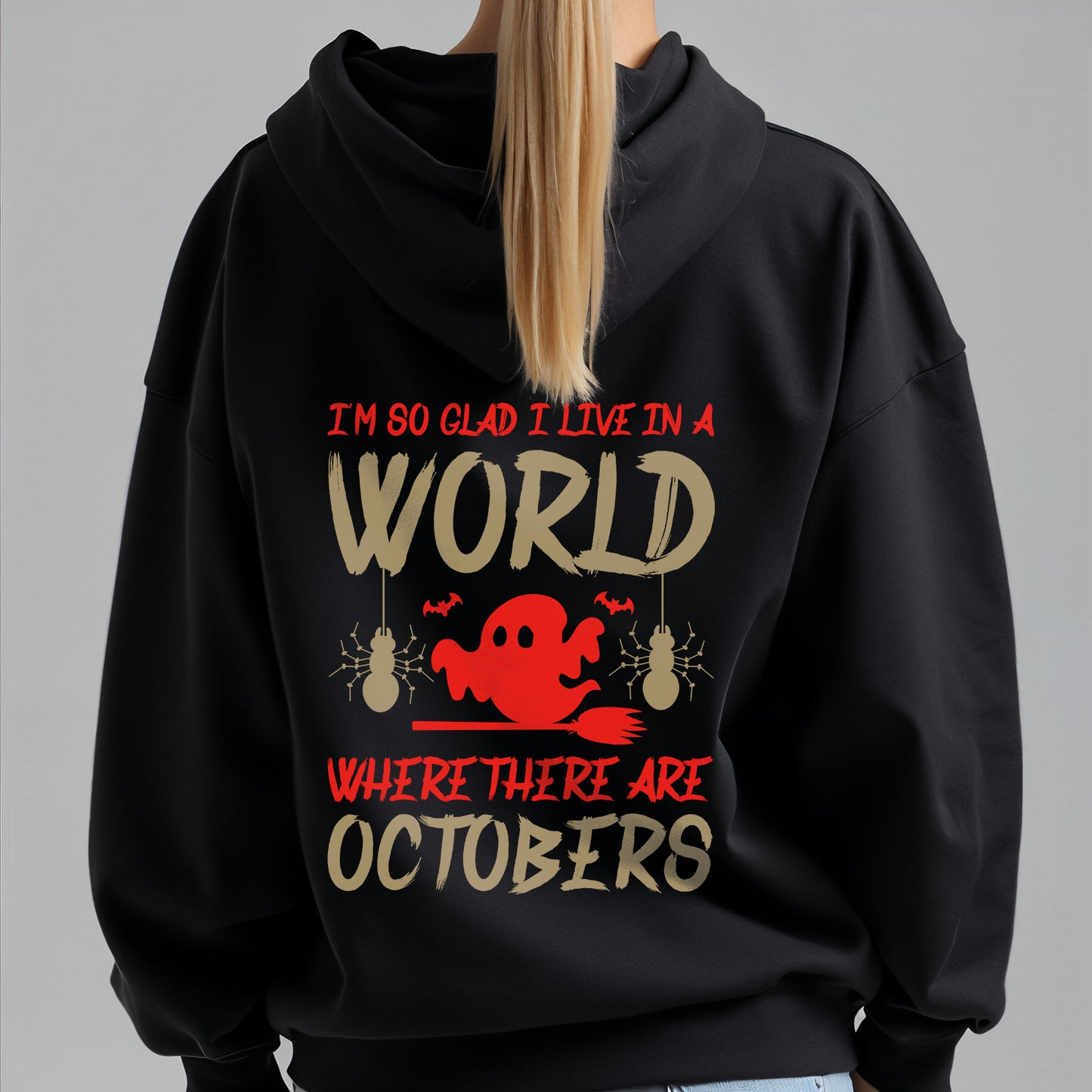 Custom Hoodies "Happy Halloween Collections Black hoodie with Halloween-themed