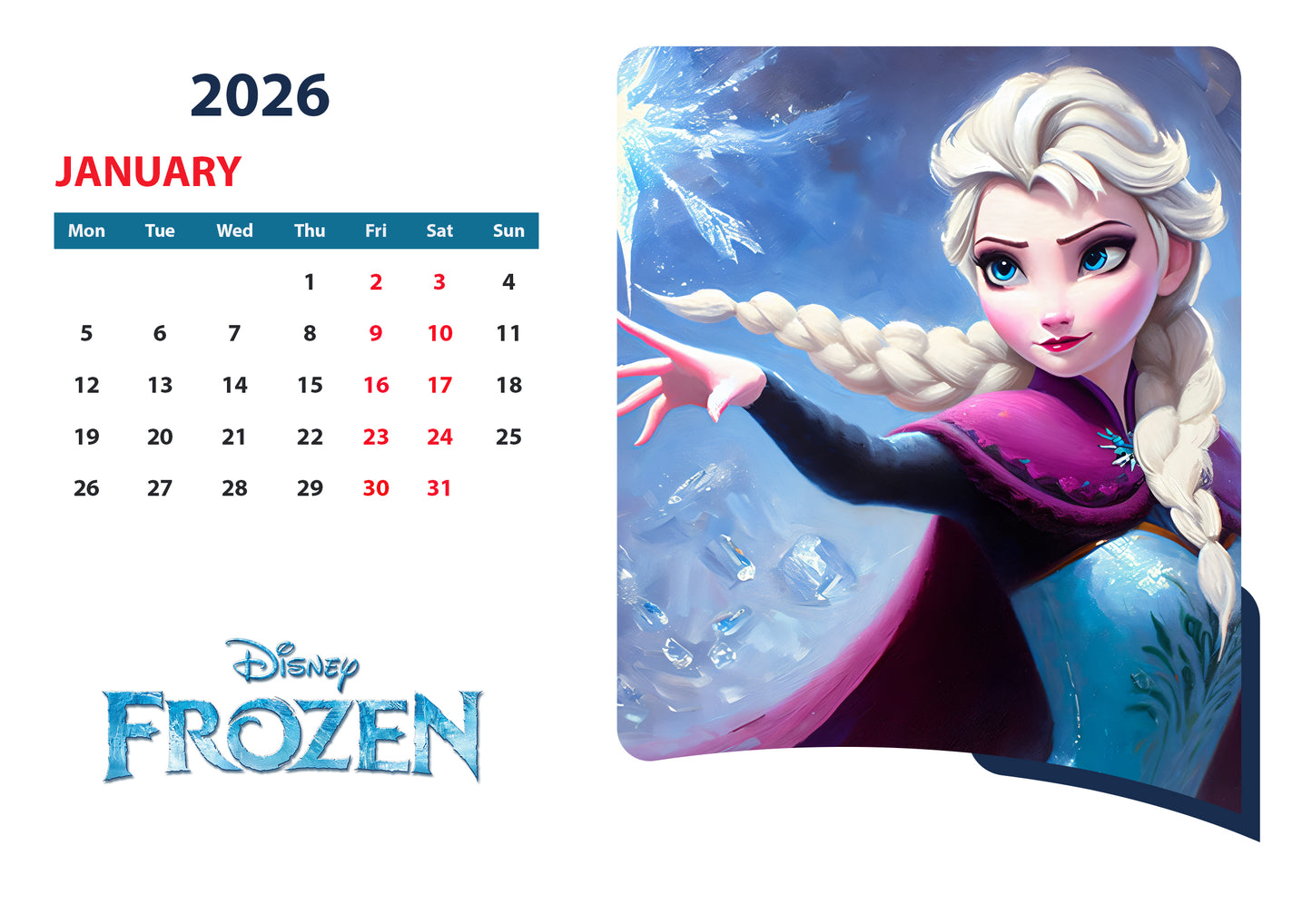 Custom Disney Princess Calendars