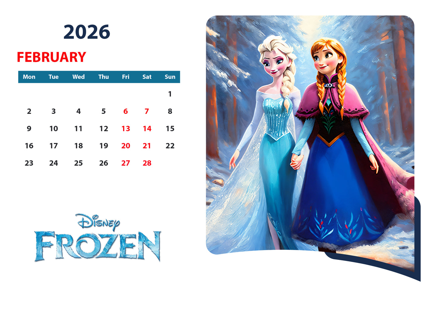 Custom Disney Princess Calendars
