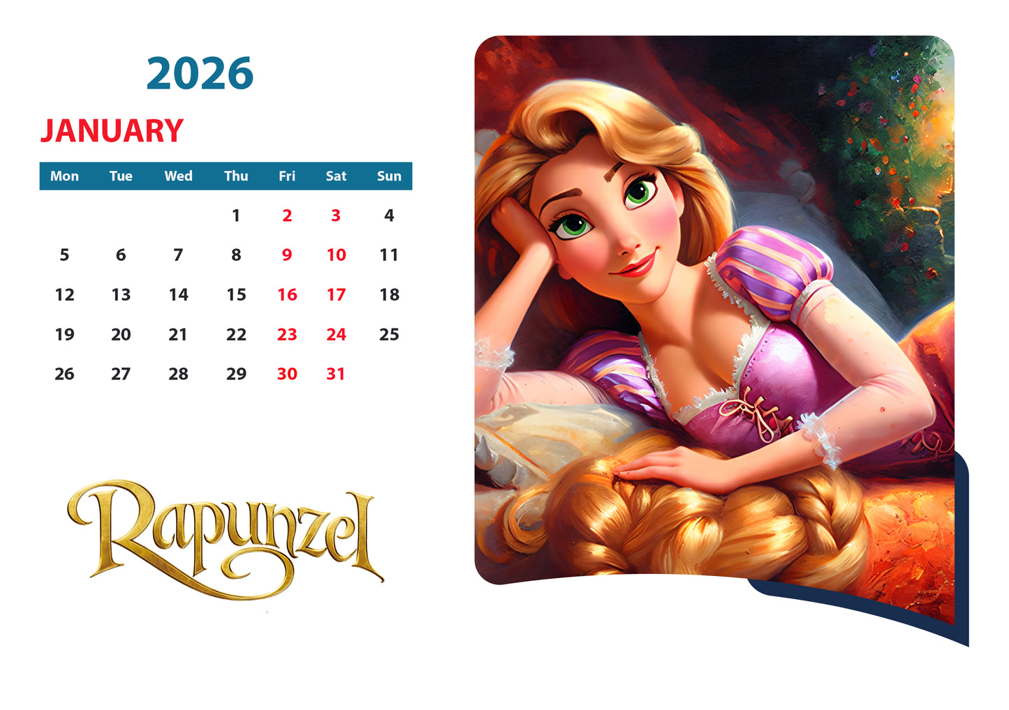 Custom Disney Princess Calendars  "Rapunzel"