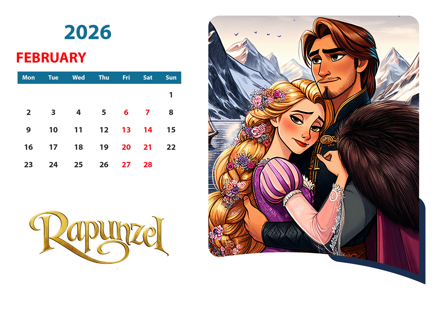 Custom Disney Princess Calendars  "Rapunzel"