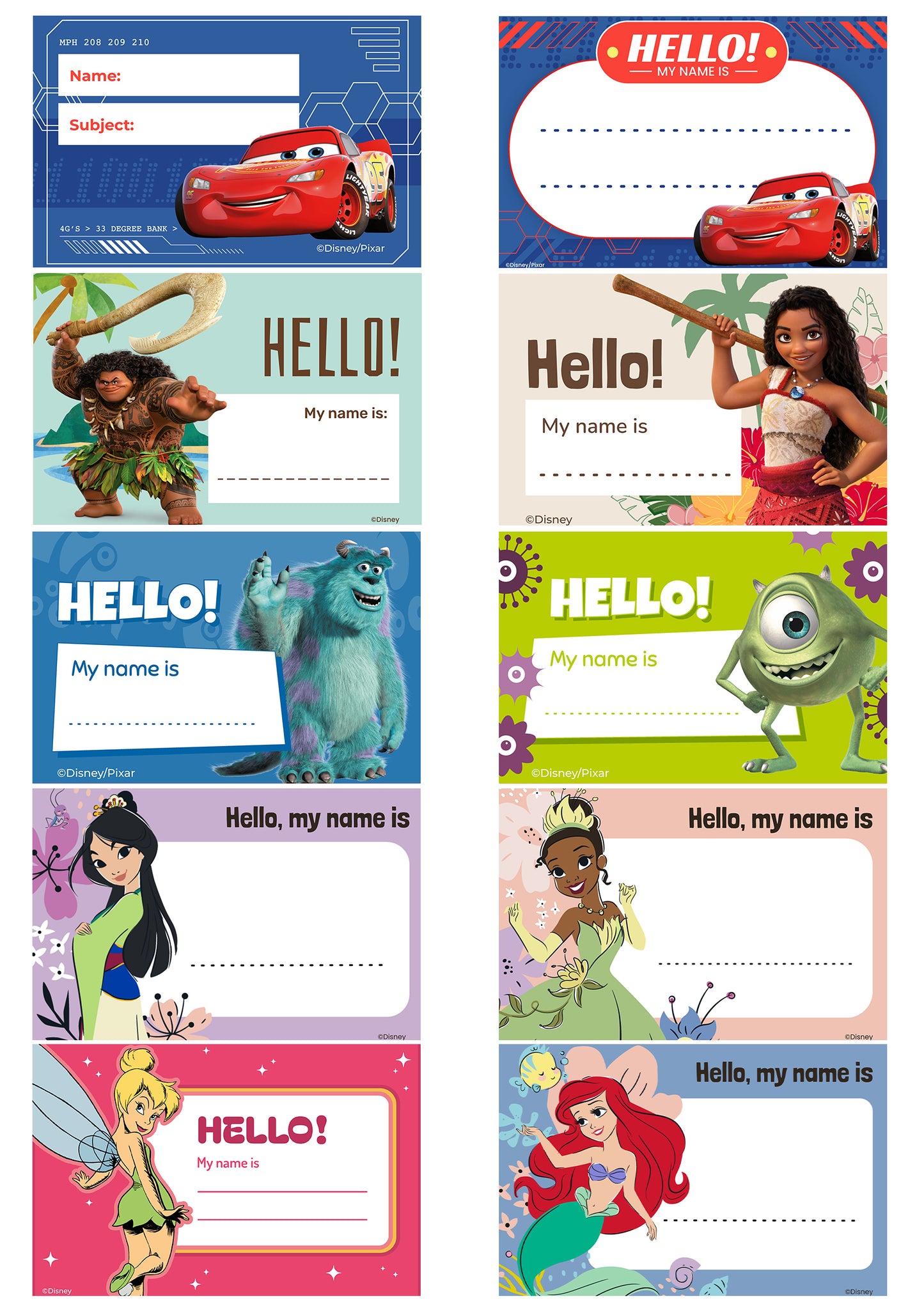 Custom Disney Princess Labels