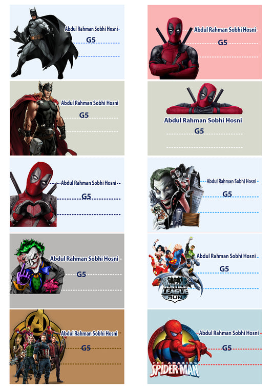 Superhero Notebook Labels