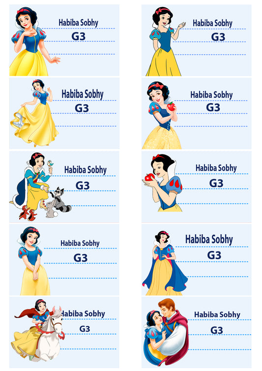 Custom Disney Princess Labels "Snow White"