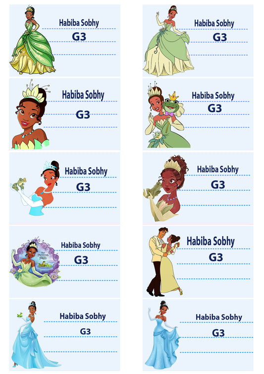 Custom Disney Princess Labels "Tiana"